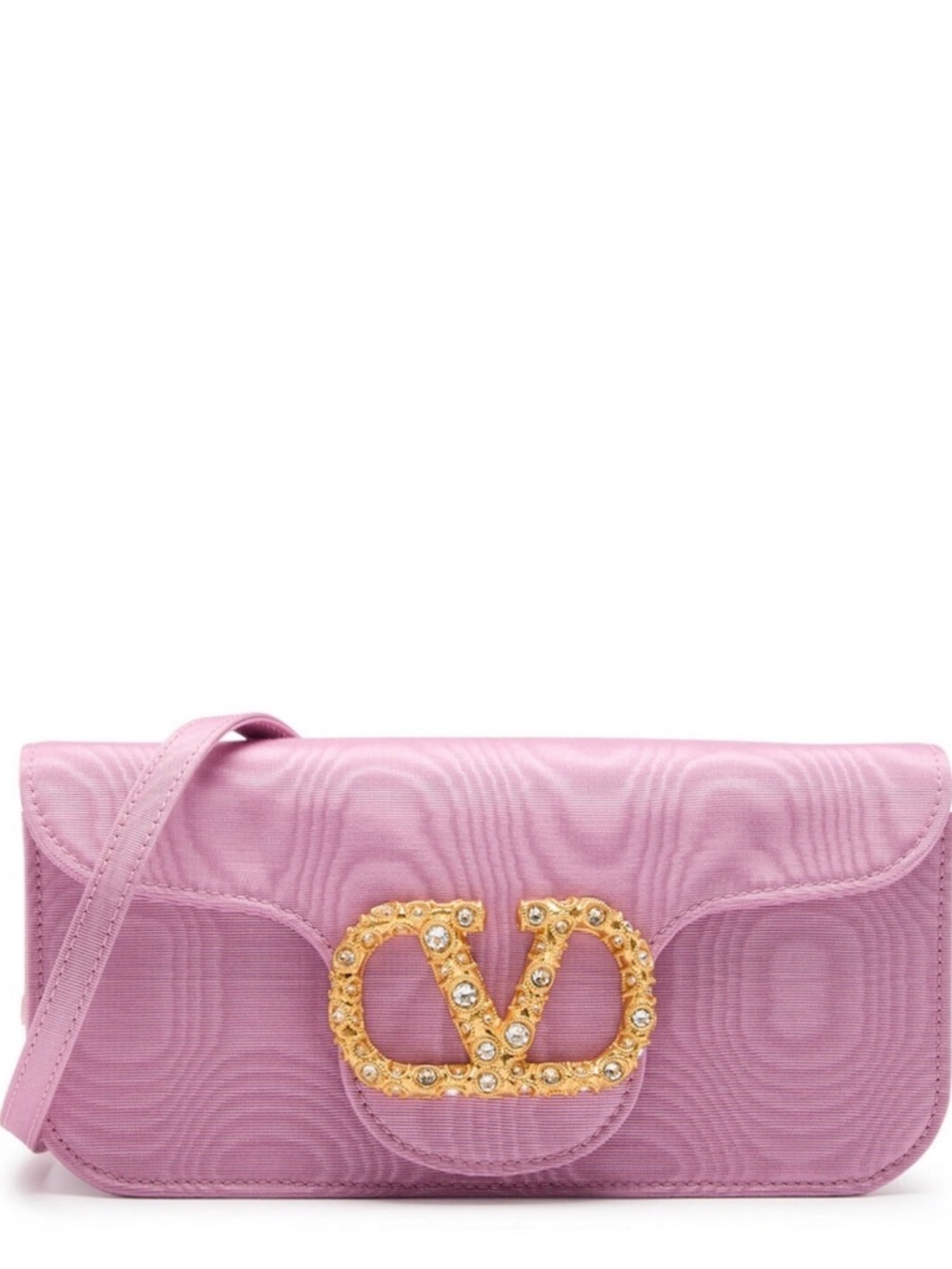 🖤SOLD🖤 Valentino Garavani Locò Jewel Logo Moiré Clutch PINK NWT